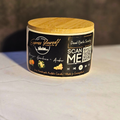Handmade Orange, Gardenia, Amber luxury coconut apricot wax candle with QR code on the label.